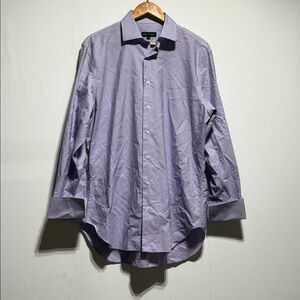 Robert Talbott luxury purple & white long sleeve French Cuff button down 15.5x33